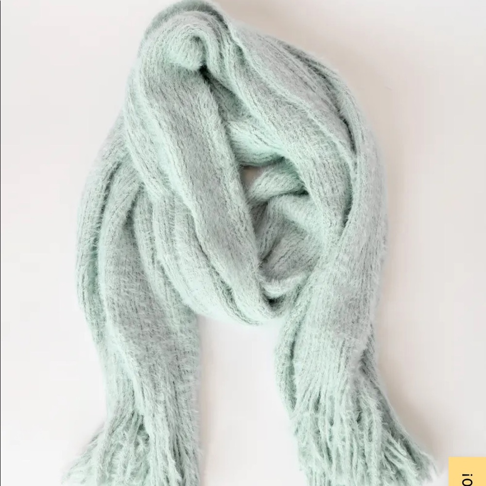 Lily’s whisper light blue fringe blanket scarf os